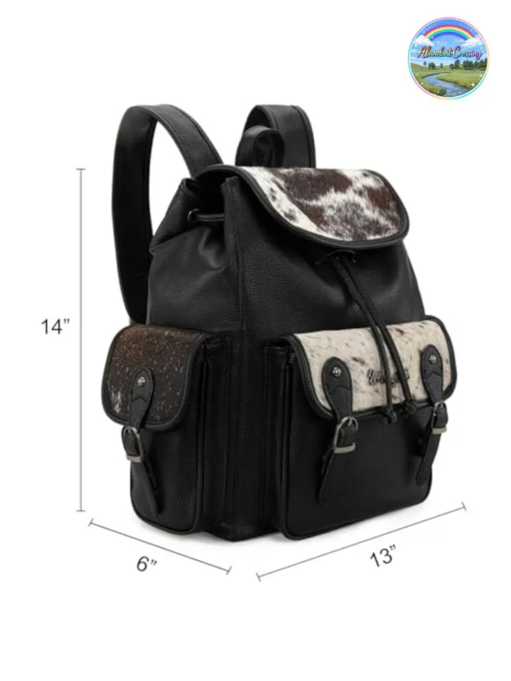 Western Tooled Floral Hair-on Cowhide Travel Backpack with Adjustable Straps